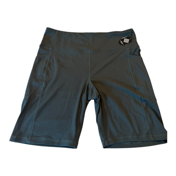 RISE High Waist Biker Shorts - Driven Compression Lotus Jersey Dark Green Shortp - Picture 5 of 13